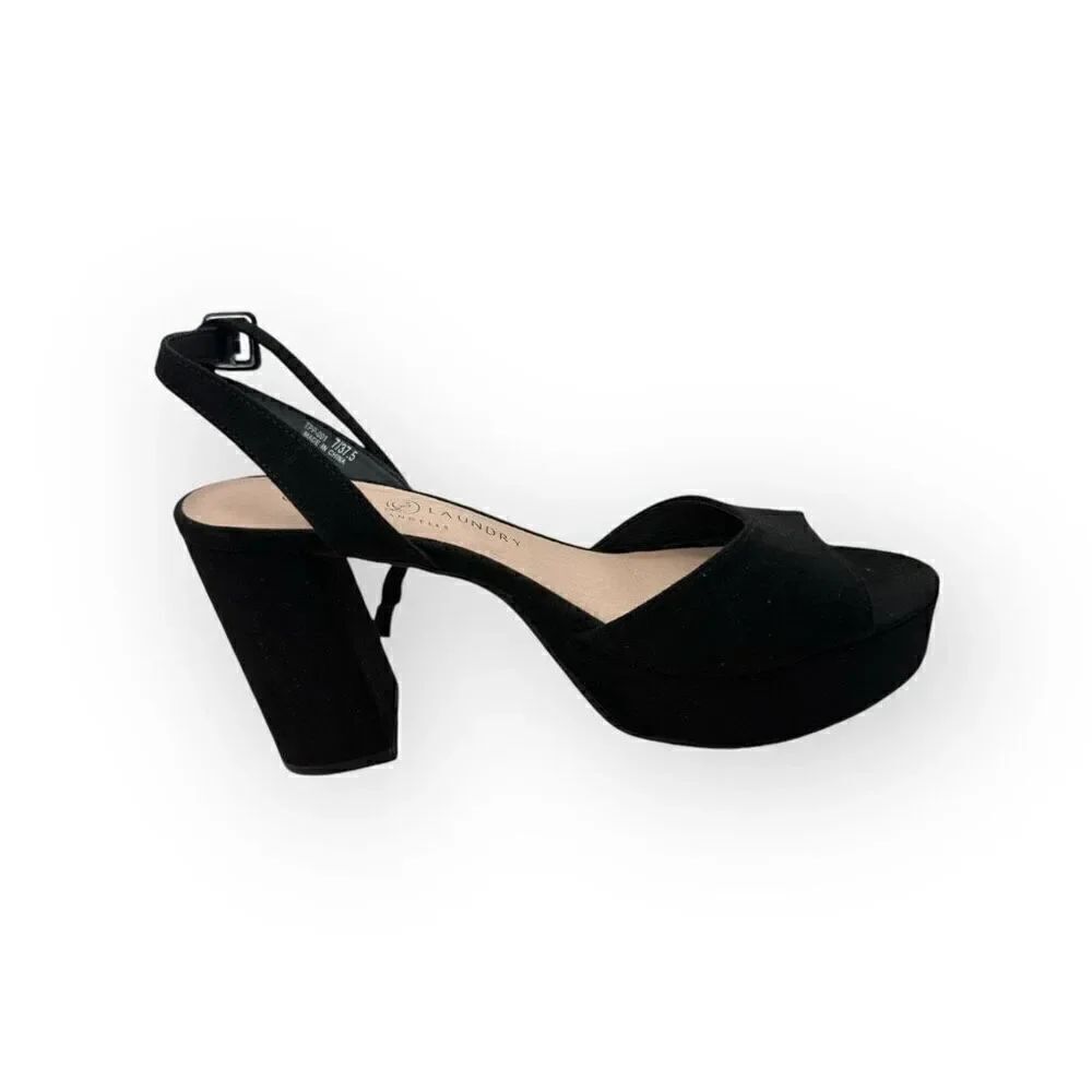 Chinese Laundry Womens Theresa Micro Suede Platform Sandal Black Size 7